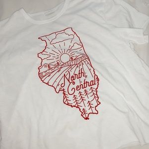 white cropped graphic tee